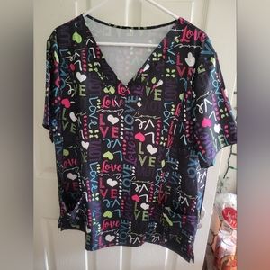 Women's Printed Scrub Top